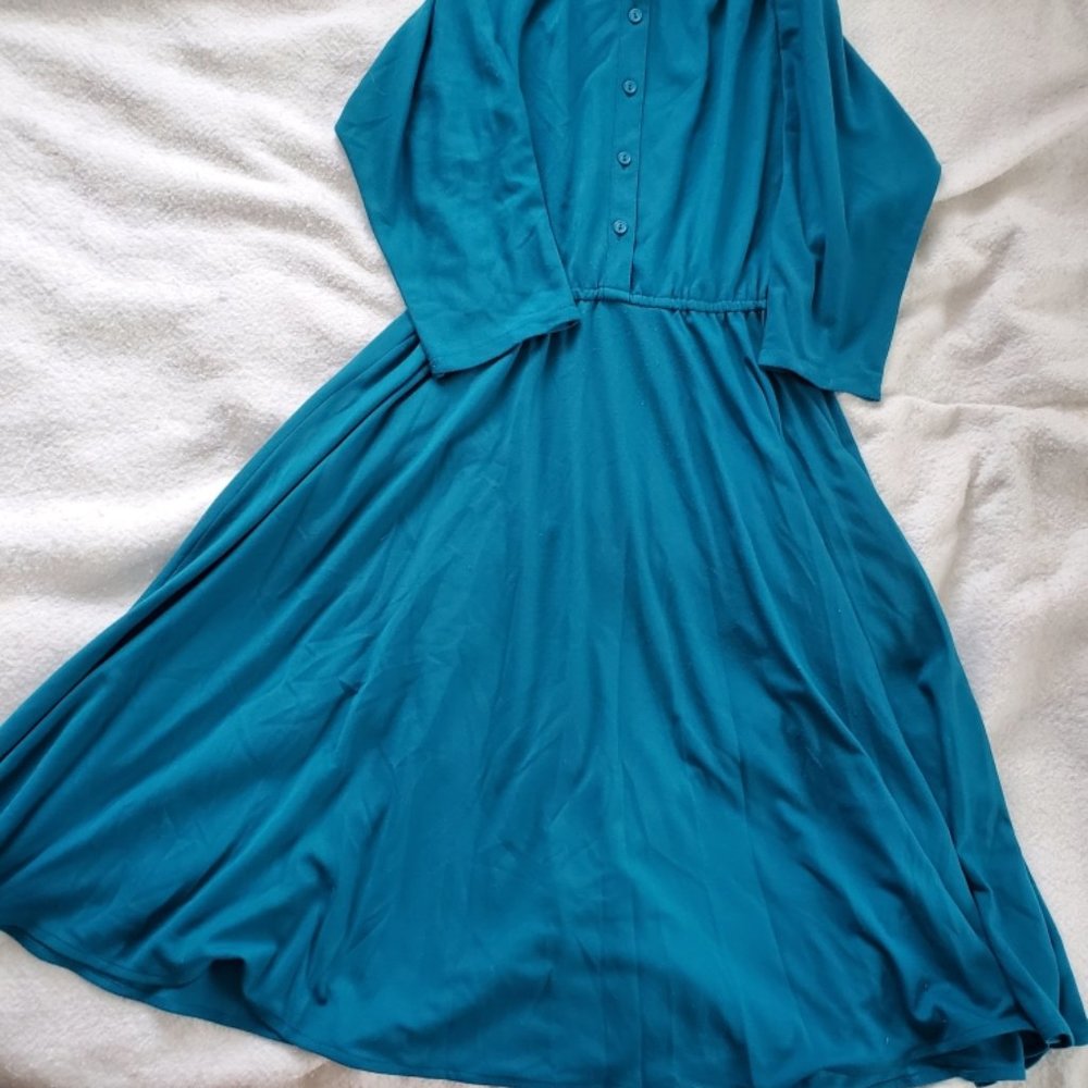 California Looks Vintage 100% Polyester Dress, Sz 12, Made in USA